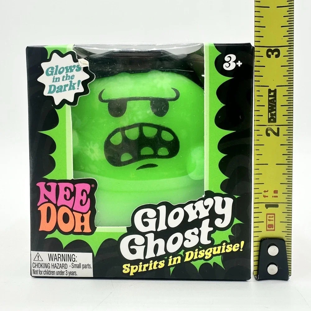 New Sealed NeeDoh Glowy Ghost Green Grumpy Halloween Glow In The Dark Schylling
